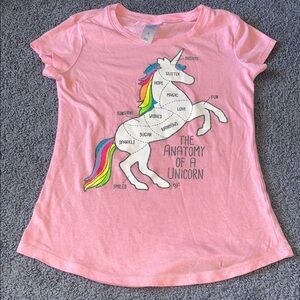 Justice Pink and White Unicorn Tee Short Sleeve